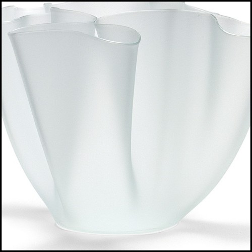 Vase réalisé par pliage à chaud à partir d'une plaque de verre 40-Flowering White