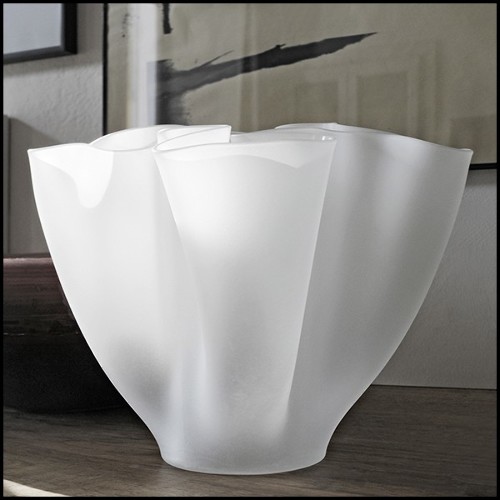 Vase in fused opal white glass 40-Flowering White