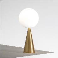 Lampe avec base en métal finition laiton et avec abat-jour en verre blanc 40-Full Moon