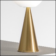 Table Lamp with metal base in brass finish and with white glass shade 40-Full Moon