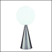 Lampe avec base en métal finition laiton et avec abat-jour en verre blanc 40-Full Moon