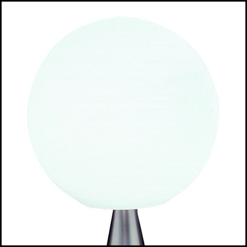 Lampe avec base en métal finition laiton et avec abat-jour en verre blanc 40-Full Moon