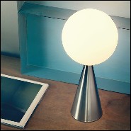 Lampe avec base en métal finition laiton et avec abat-jour en verre blanc 40-Full Moon