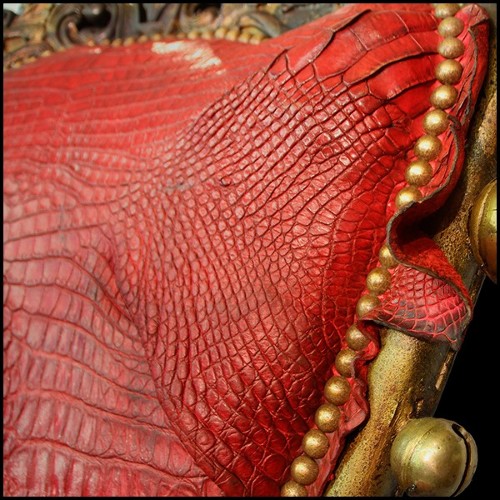 Trône avec structure en hêtre massif et peau d'alligator teinté rouge PC-King Red Croco
