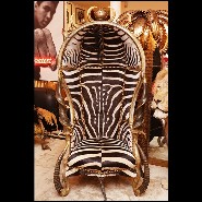 Fauteuil avec véritable peau de zeèbre Burchell et véritables cornes PC-King Zebra Dome