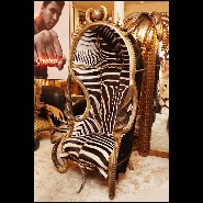 Armchair with real Burchell zebra skin and real horns PC-King Zebra Dome