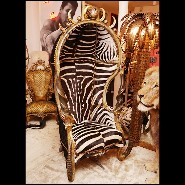 Fauteuil avec véritable peau de zeèbre Burchell et véritables cornes PC-King Zebra Dome