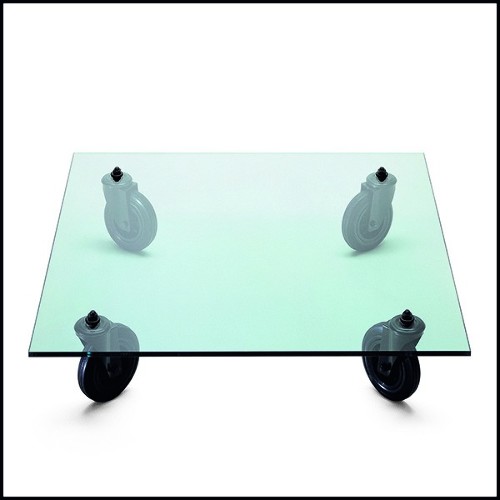 Table basse avec plateau en verre clair biseauté 40-Rolling