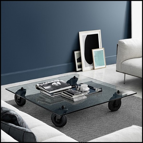 Coffee Table with strong bevelled clear glass top 40-Rolling