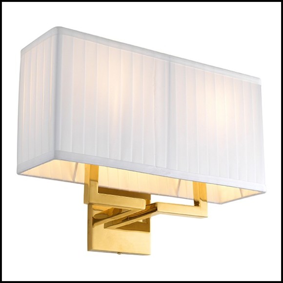 Wall Lamp in gold finish and pleated white shade 24-Westbrook Gold