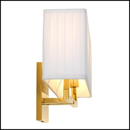 Wall Lamp in gold finish and pleated white shade 24-Westbrook Gold