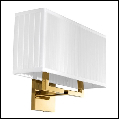 Wall Lamp in gold finish and pleated white shade 24-Westbrook Gold