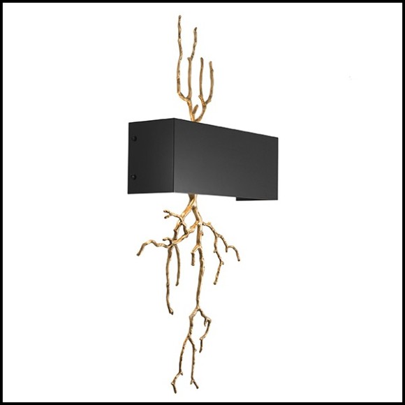 Wall Lamp in brass in antique finish and shade in metal 24-Sorento