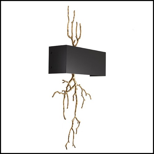 Wall Lamp in brass in antique finish and shade in metal 24-Sorento