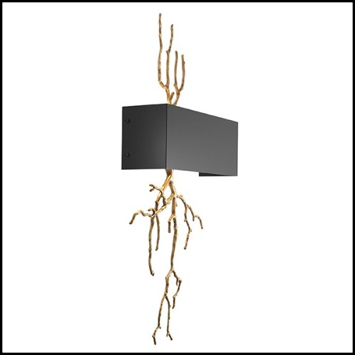 Wall Lamp in brass in antique finish and shade in metal 24-Sorento