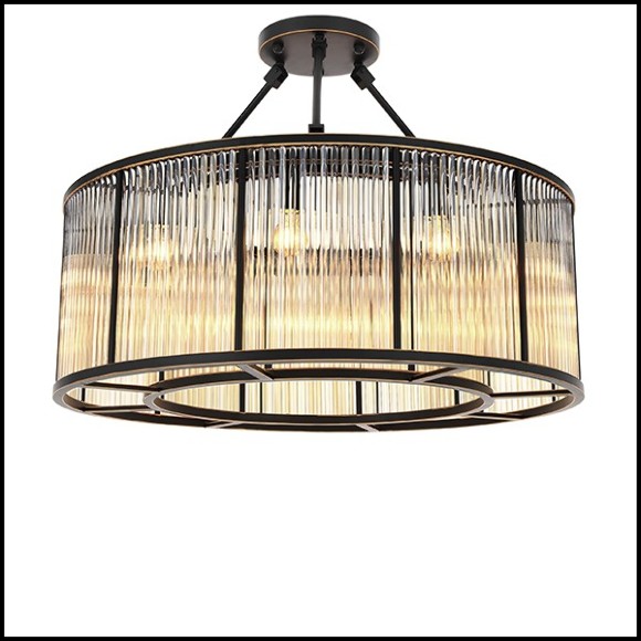 Suspension en bronze finition brillant et abat-jour en verre 24-Bernardi Bronze