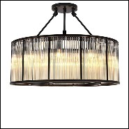 Suspension en bronze finition brillant et abat-jour en verre 24-Bernardi Bronze