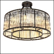 Suspension en bronze finition brillant et abat-jour en verre 24-Bernardi Bronze