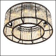 Suspension en bronze finition brillant et abat-jour en verre 24-Bernardi Bronze