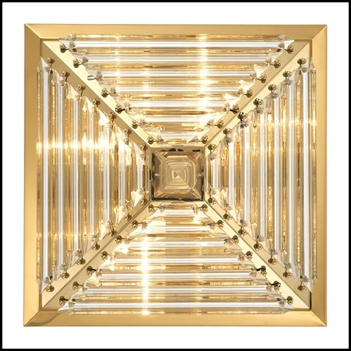 Plafonnier en acier inoxydable finition gold et verre cristal 24-Eden Gold