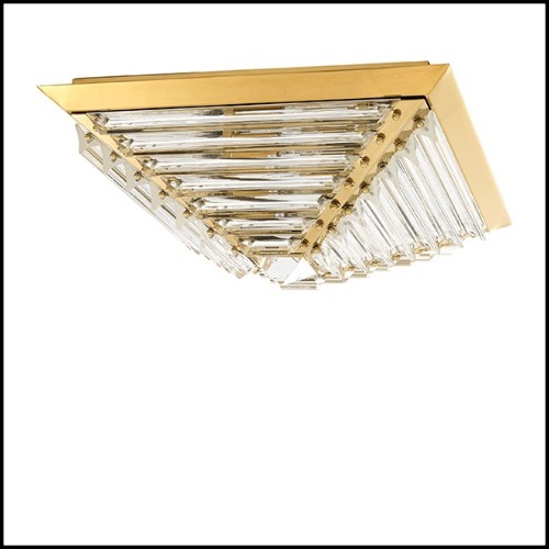 Plafonnier en acier inoxydable finition gold et verre cristal 24-Eden Gold