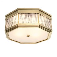 Plafonnier finition laiton antique avec verre clair et verre finition givre 24-Bagatelle Brass