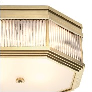 Plafonnier finition laiton antique avec verre clair et verre finition givre 24-Bagatelle Brass