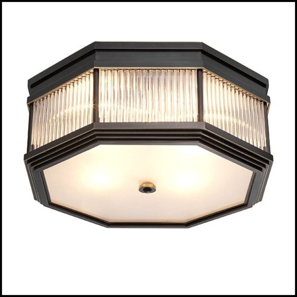 Plafonnier finition bronze brillant avec verre clair et verre finition givre 24-Bagatelle Bronze