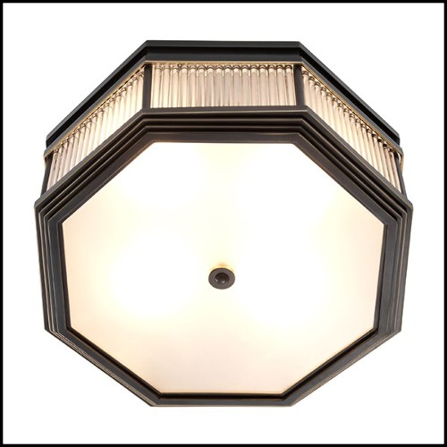 Ceiling Lamp in bronze highlight finish with clear glass and frosted glass 24-Bagatelle Bronze