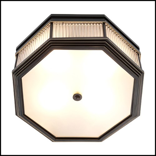 Plafonnier finition bronze brillant avec verre clair et verre finition givre 24-Bagatelle Bronze