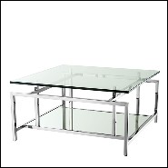 Coffee Table in stainless steel with clear glass and mirror glass 24-Superia Nickel