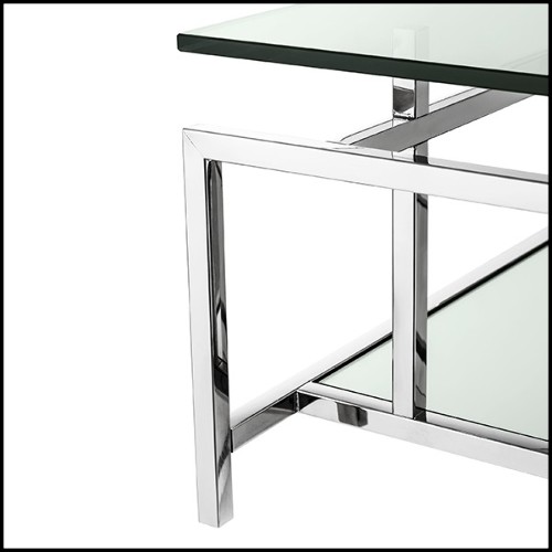 Coffee Table in stainless steel with clear glass and mirror glass 24-Superia Nickel