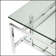 Table basse en acier inoxydable avec verre clair et verre miroir 24-Superia Nickel