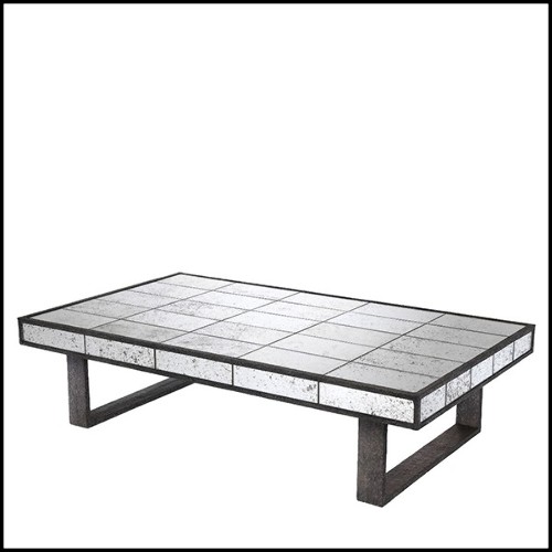 Coffee Table in forged iron in antique finish and mirror glass 24-Cervilla