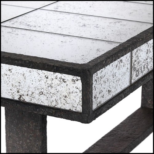 Coffee Table in forged iron in antique finish and mirror glass 24-Cervilla