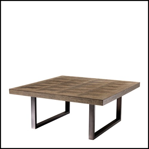Coffee Table in stainless steel in bronze finish and oak veneer 24-Gregorio