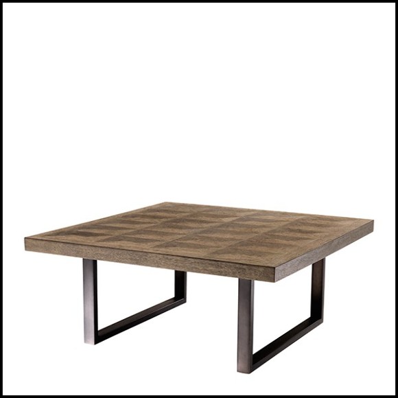 Coffee Table in stainless steel in bronze finish and oak veneer 24-Gregorio
