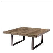 Table basse en acier inoxydable finition bronze et chêne verni 24-Gregorio