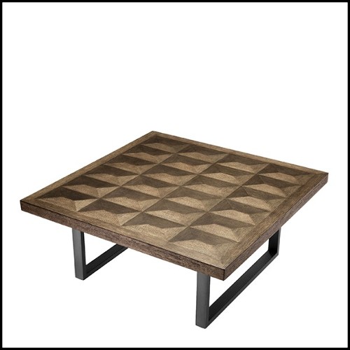 Table basse en acier inoxydable finition bronze et chêne verni 24-Gregorio