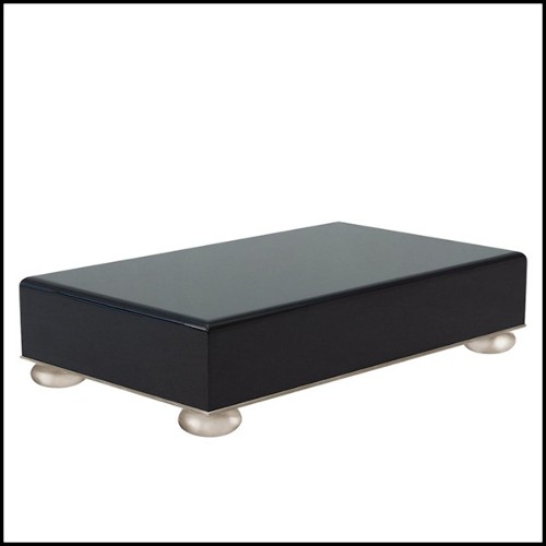 Coffee Table with structure in solid mahogany wood in black lacquered finish 119-Orma