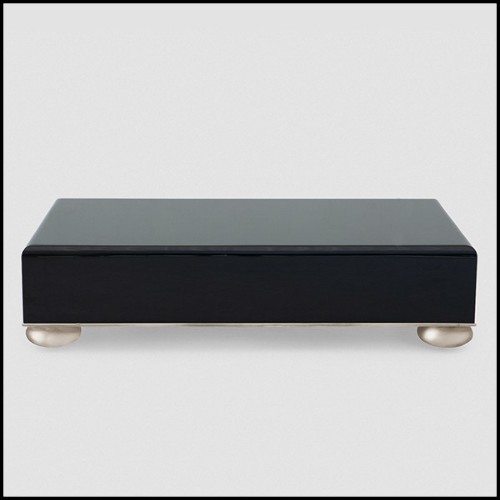 Coffee Table with structure in solid mahogany wood in black lacquered finish 119-Orma