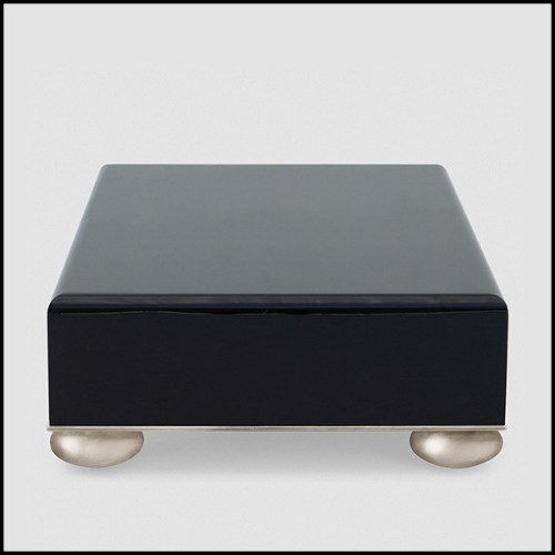 Coffee Table with structure in solid mahogany wood in black lacquered finish 119-Orma