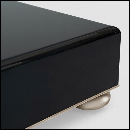 Table basse avec structure in acajou massif finition laqué noir 119-Orma