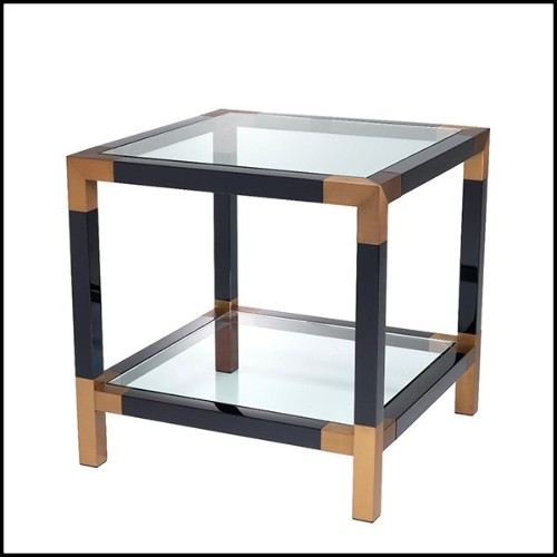 Side Table in stainless steel in brushed brass finish 24-Royalton Black