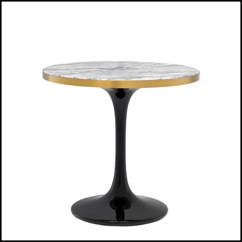 Table d'appoint en acier inoxydable avec plateau en marbre résine 24-Parme White