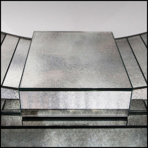 Console en bois massif et verre miroir finition antique 182-Antique Moon