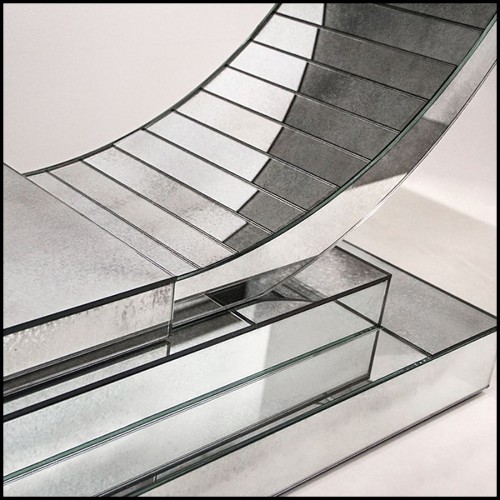 Console en bois massif et verre miroir finition antique 182-Antique Moon