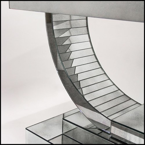 Console en bois massif et verre miroir finition antique 182-Antique Moon