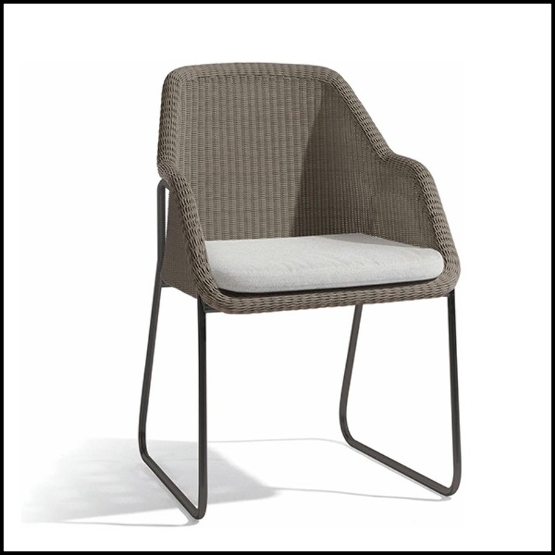 Outdoor Chair in PCSTS and wicker 48-Mood Hazel