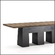 Dining Table in solid walnut wood top and base in forged iron 154-Basic